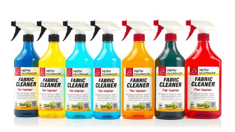 A visual comparison of fabric seat cleaning products: NOMA 692 versus other brands on effectiveness, price, and availability