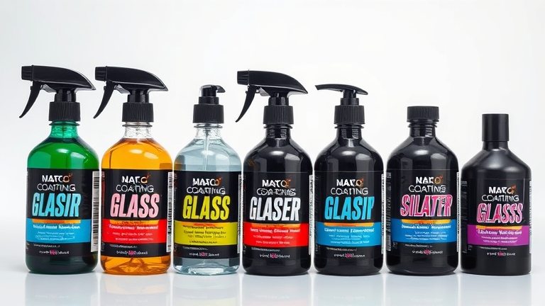 Comparison of four water-repellent glass coatings, showing differences in durability, price, and effectiveness