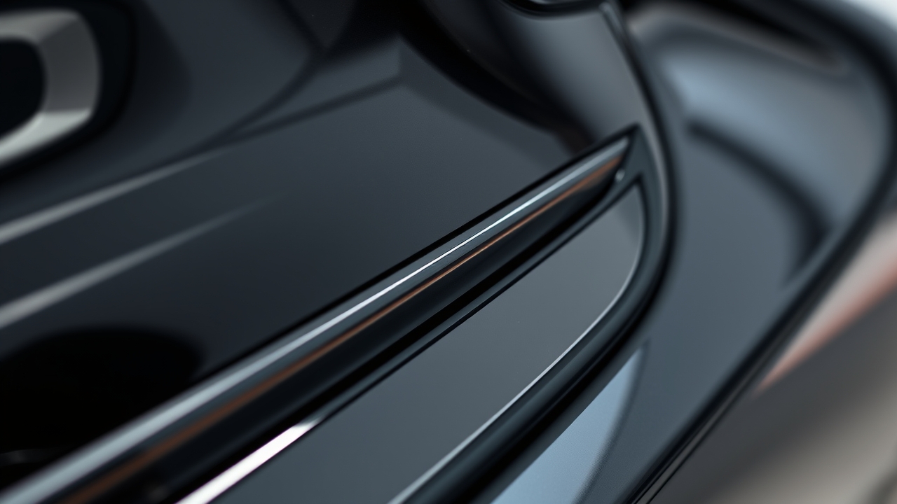 Illustration of faded black car plastic restoration - surface transformed from dull gray back to deep glossy black
