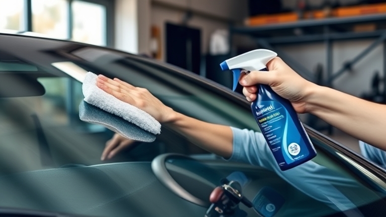 Hands-on guide to cleaning car glass at home using a microfiber towel and a dedicated glass care product